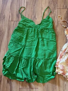Garage Green Mini Dress with Spaghetti Straps